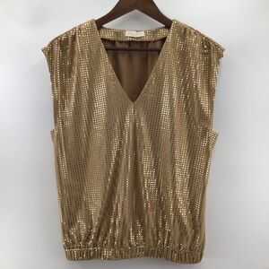 Ramy Brook Faux Suede Gold Sequin/ dot Blouse